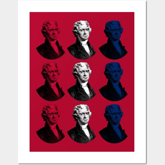 President Thomas Jefferson - Red, White, and Blue Wall Art by warishellstore